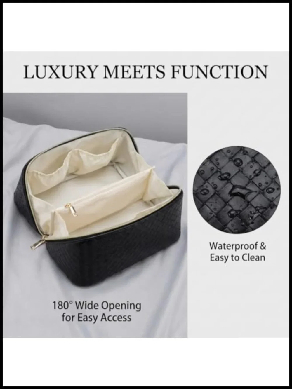 Large Capacity Foldable Travel Makeup Bag with Compartments